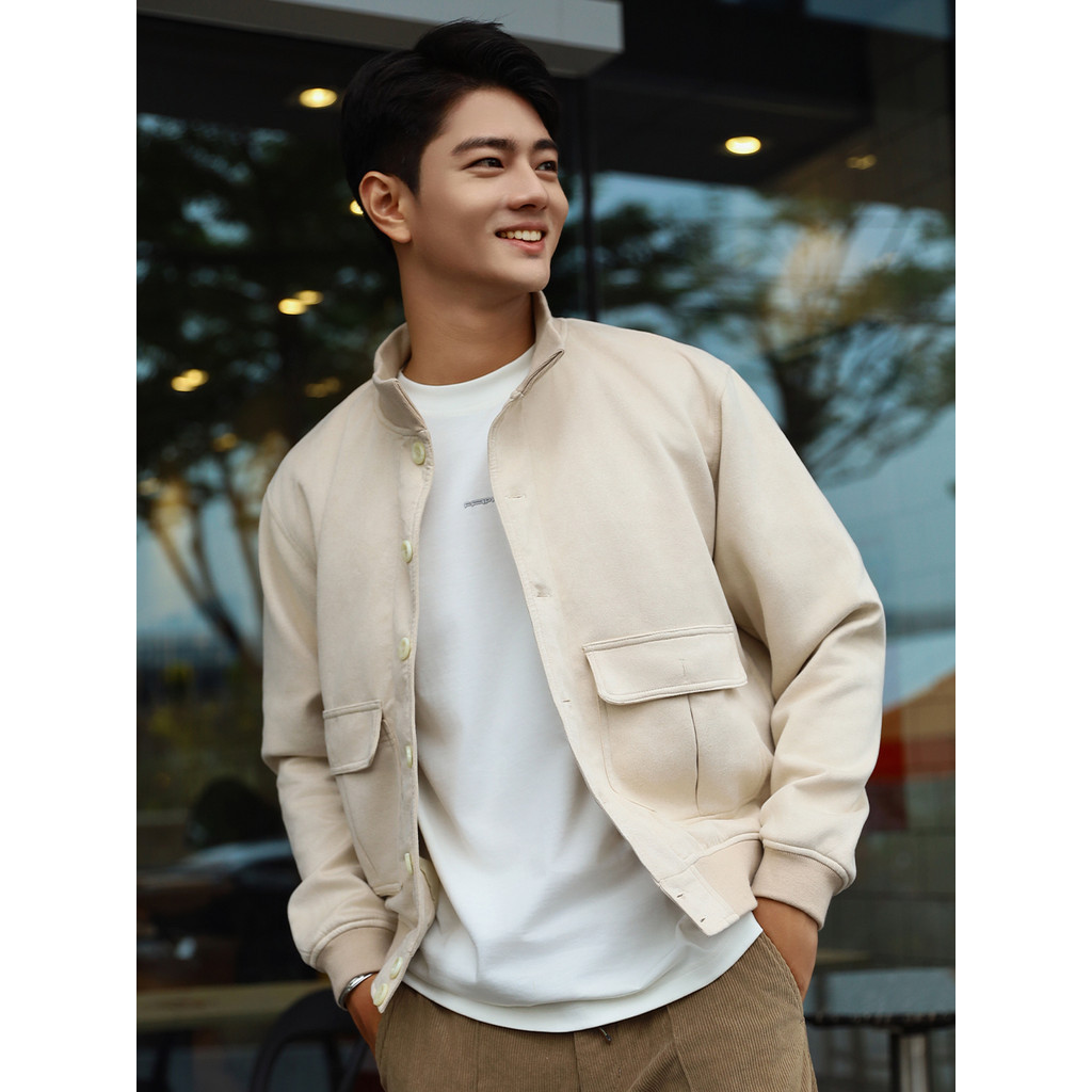 FAPAS Pins เสื้อแจ็คเก็ตผู้ชายหนังนุ่ม
