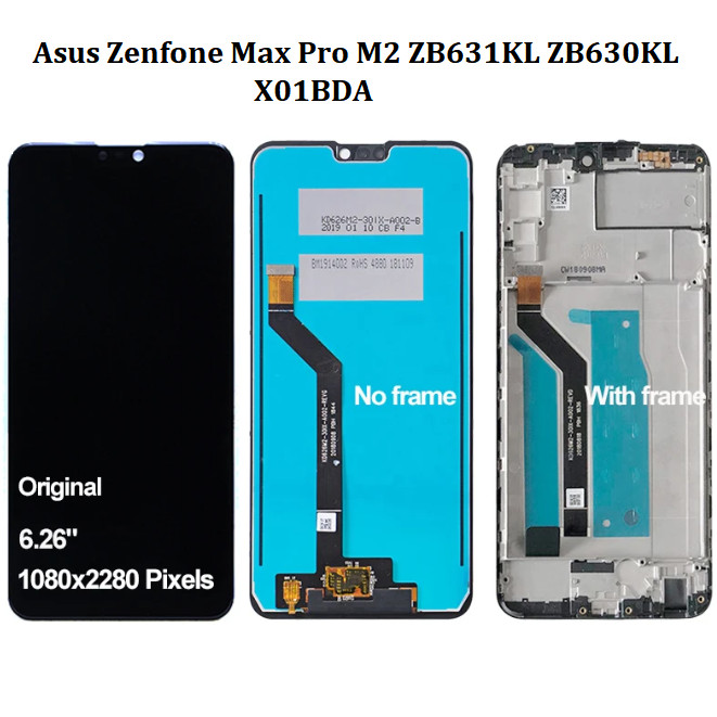 พร ้ อมกรอบสําหรับ Asus Zenfone Max Pro M2 ZB631KL ZB630KL X01BDA จอแสดงผล LCD พร ้ อมหน ้ าจอสัมผัส Digitizer