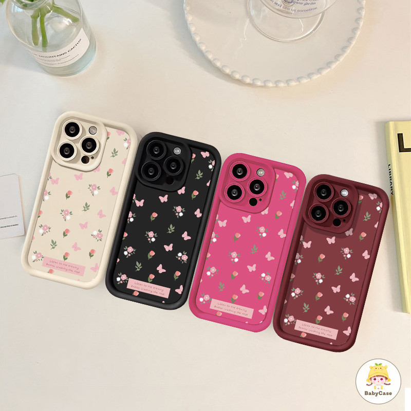 เคสนิ่มลายดอกไม้แฟนตาซีผีเสื้อสีชมพูฤดูร้อนสำหรับ iPhone 11 15 13 12 14 Pro Max XR 7Plus 15 6s 8 6 7 Plus XS X Max 8Plus