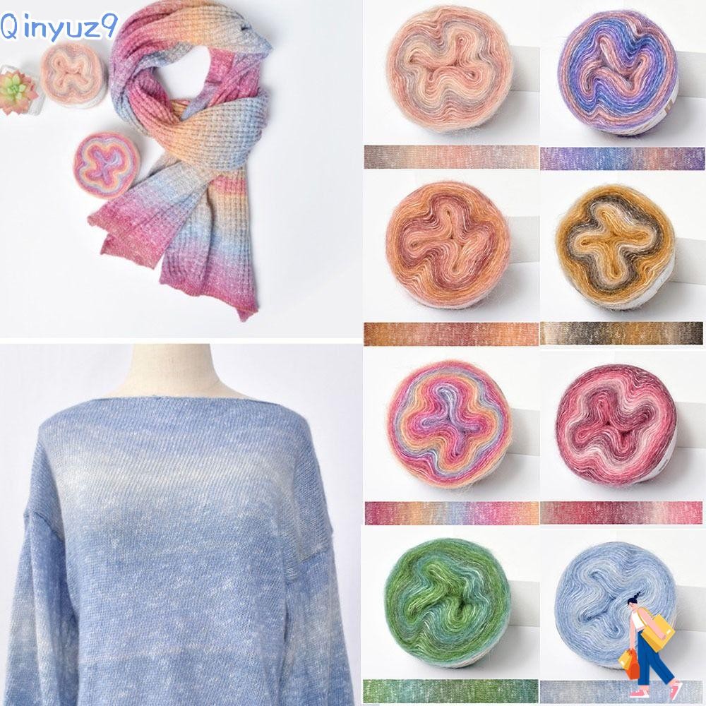 Qinyuz9 250M Rainbow Mohair Yarn,โครเชต์ฤดูใบไม้ผลิ/ฤดูร้อนGradientสีเค้กเส้นด้าย,แฟชั่นกระโปรงลูกไม้ผ้าฝ้ายอินทรีย์ผสมเส้นด้ายDIY