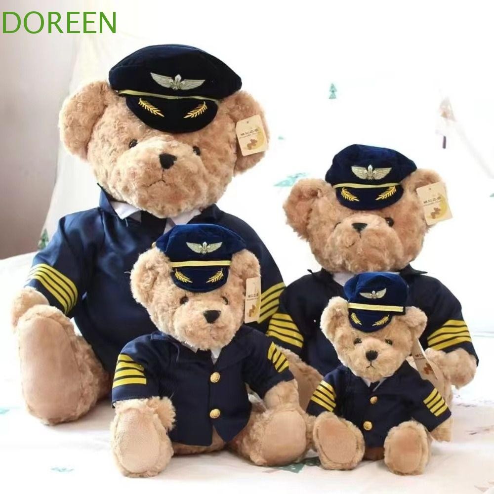 Doreen ตุ๊กตาหมีกัปตัน ตุ๊กตานักบินแอร์โฮสเตส ตุ๊กตาสัตว์ 25/35 ซม. ตกแต่งห้องนอน ของขวัญเด็ก