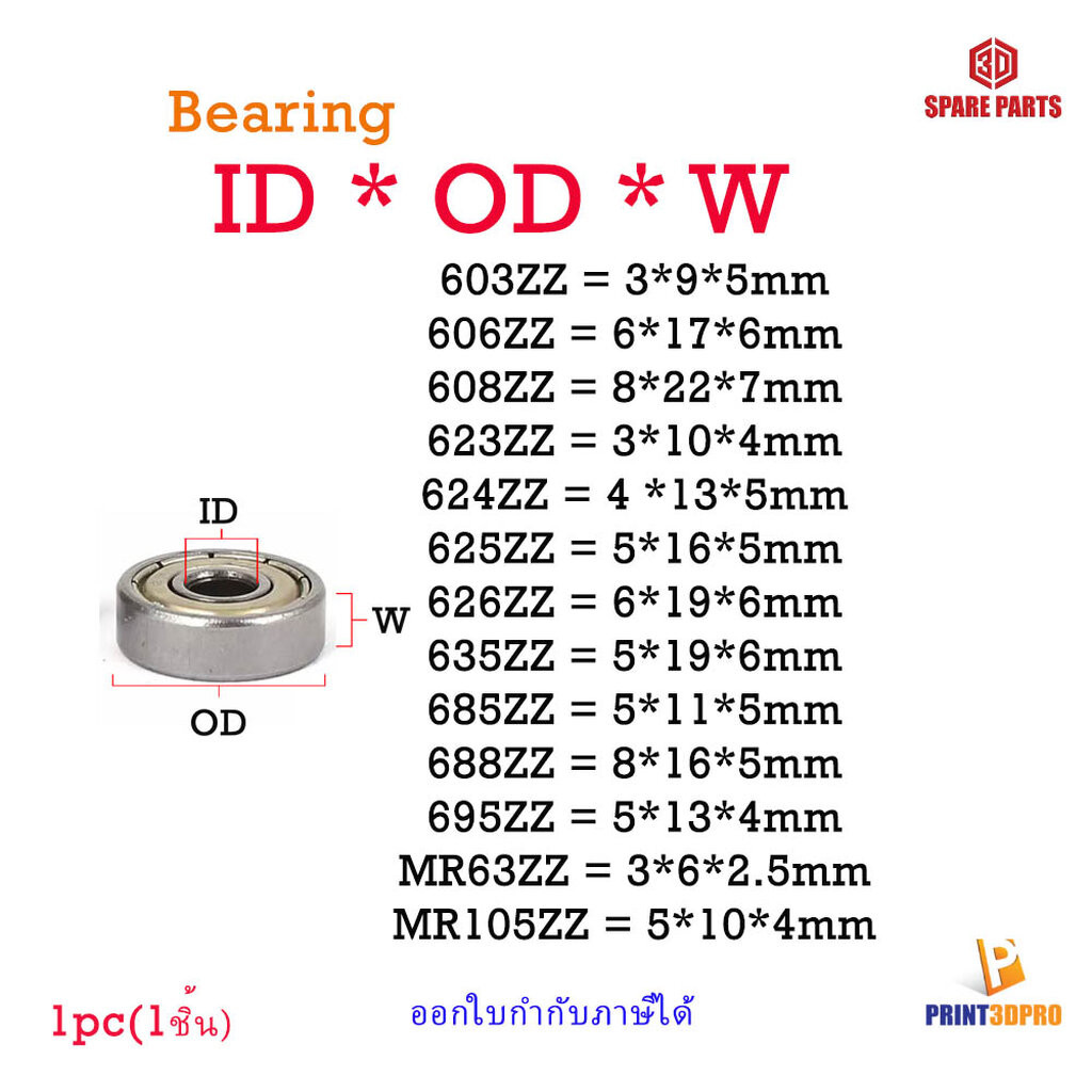3D Printer Part Miniature deep groove ball bearing อะไหล่ตลับลูกปืน 1pcs