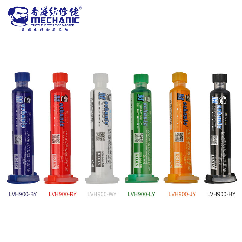 Mechanic UV Curing BGA PCB Solder Mask Ink สีดํา/น้ําเงิน/เขียว/แดง/เหลือง/ขาว ทนน้ํามัน ป้องกันกัดกร่อน