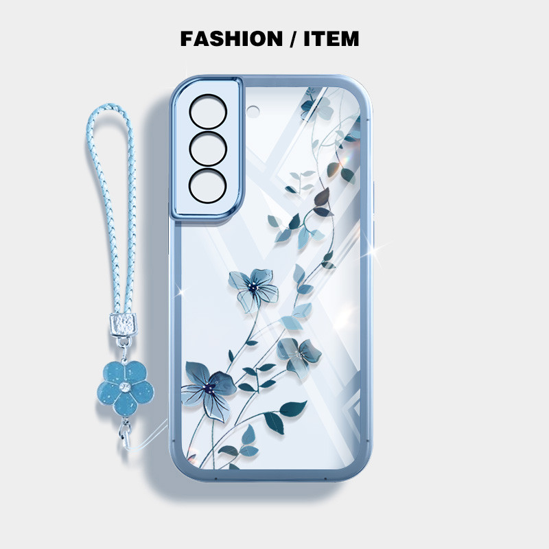 สําหรับ Samsung Galaxy S26 S22 S21 Plus S26 S22 S21 Ultra S20 S21 FE S21+ S22 + S26 + ดอกไม้ Vine พืชดอกไม้เชือกแขวน Anti Fall โปร่งใสเคสโทรศัพท์