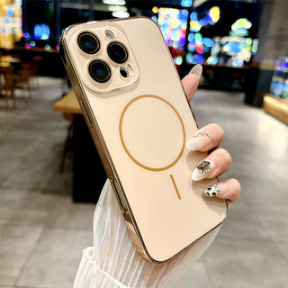 ชุบแม่เหล็กชาร์จเคสโทรศัพท์สําหรับ iPhone 16 Pro Max กระจกนิรภัยเลนส์ป้องกันปกหลังสําหรับ iPhone 11 12 13 14 15 Pro Max