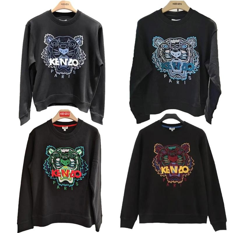 เสื้อสเวตเตอร์แขนยาวมีฮู้ดพิมพ์ลายหลวมแบบใหม่ของ Kenzo ลายหัวเสือ