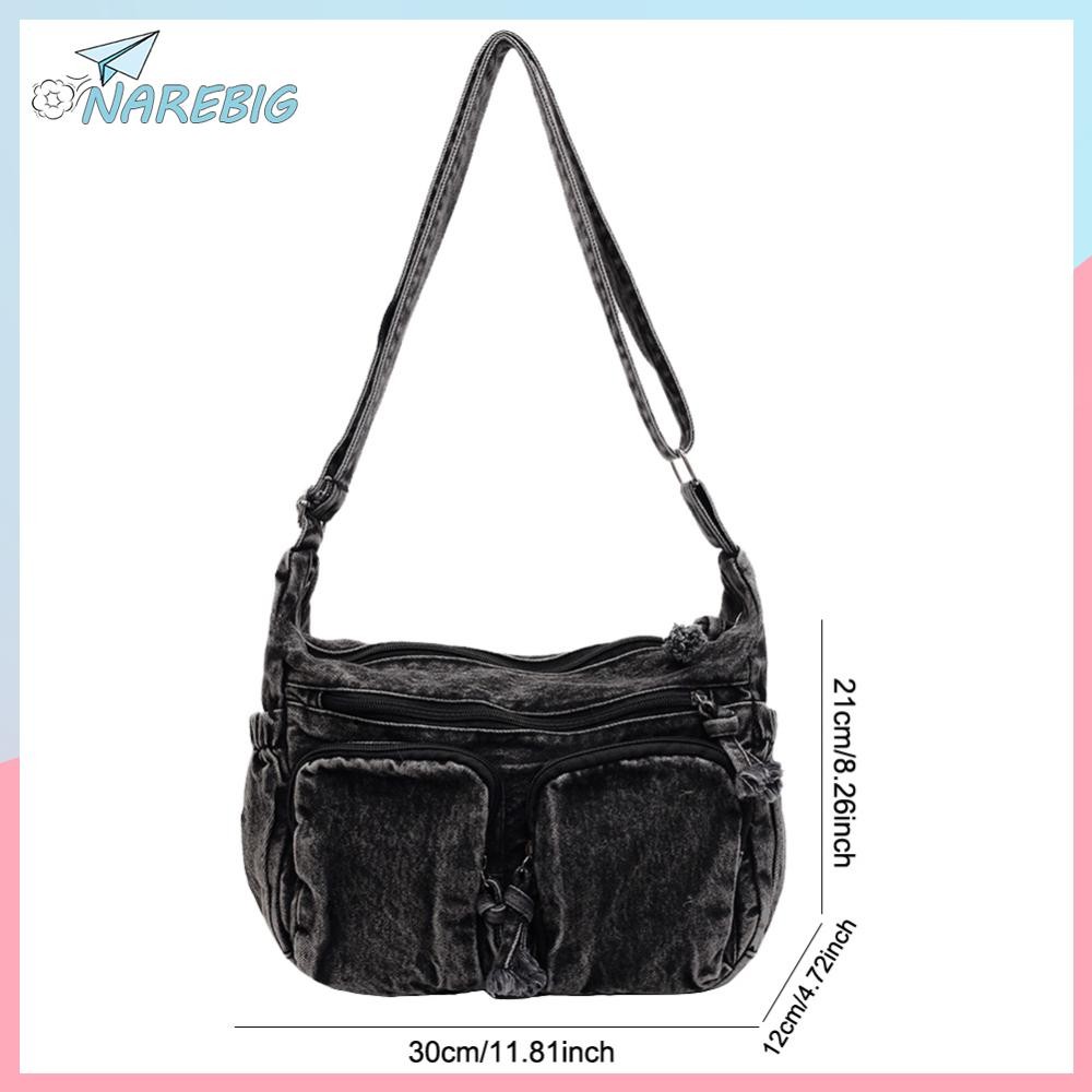กระเป๋าผ้าเดนิม Denim Tote Bag กระเป๋าถือขนาดใหญ่ Hobo Bag Jean Purses สําหรับผู้หญิงทํางาน Shopping Travel ✿