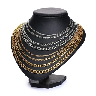 Vnox ผู้ชาย Cuban Link Chain สร้อยคอสแตนเลสสีดําทองสีชาย Choker colar เครื่องประดับของขวัญสําหรับเขา