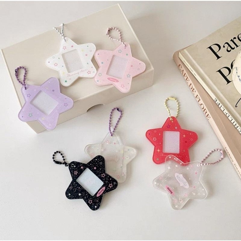 ส่งด่วน! พวงกุญแจดาว พวงกุญแจกรอบรูป ที่ใส่บัตรกลิตเตอร์ งาน DIY ใส่รูปได้ งานสวยงานเกาหลีลายน่ารัก - รูปที่ 4