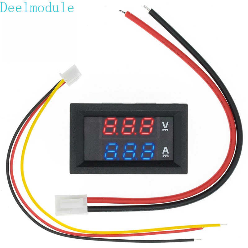 Dc 0-100V 10A แอมป์มิเตอร์โวลต์มิเตอร์ดิจิตอลจอแสดงผลคู่เครื่องตรวจจับแรงดันไฟฟ้าแผงเมตรปัจจุบันแอมป์โวลต์เกจ 0.28 "ไฟ LED สีแดงน้ำเงิน