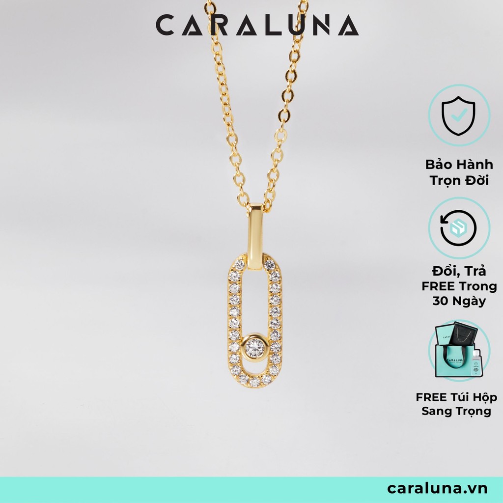 สร้อยคอจี้คลิปกระดาษกลมหิน สร้อยคอเงินแท้ สร้อยคอ Uno CARA LUNA Paperclip - VCN514