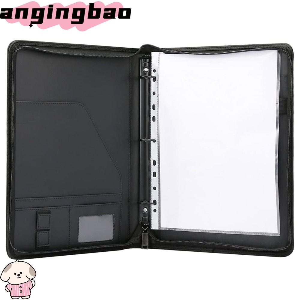 Angingbao A4 Document Binder Organizer, 3 Ring Binder พร้อม 8 Pockes พร้อมโฟลเดอร์แฟ้มซิป, หนังรีฟิลธุรกิจ Filing