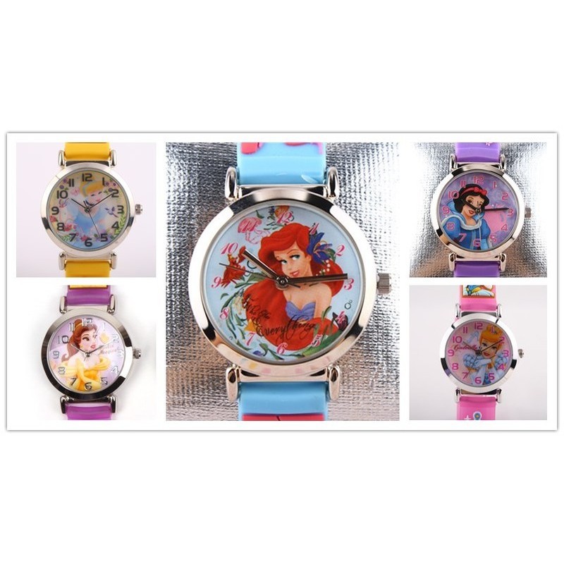 Disney Princess Snow White Ariel Aurora Belle Cinderella Quartz Kid Watch 1119P