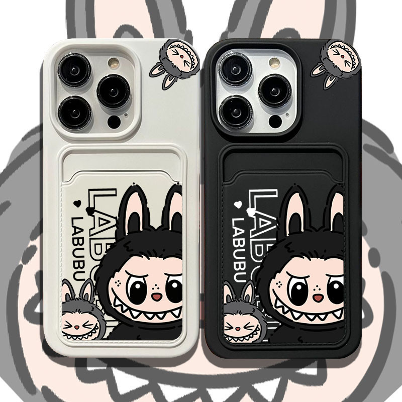 Labubu การ์ดกระเป๋าสตางค์สําหรับ iPhone 16 15 14 13 12 11 Pro Max 16 15 14 Plus 13Mini สําหรับ Samsu