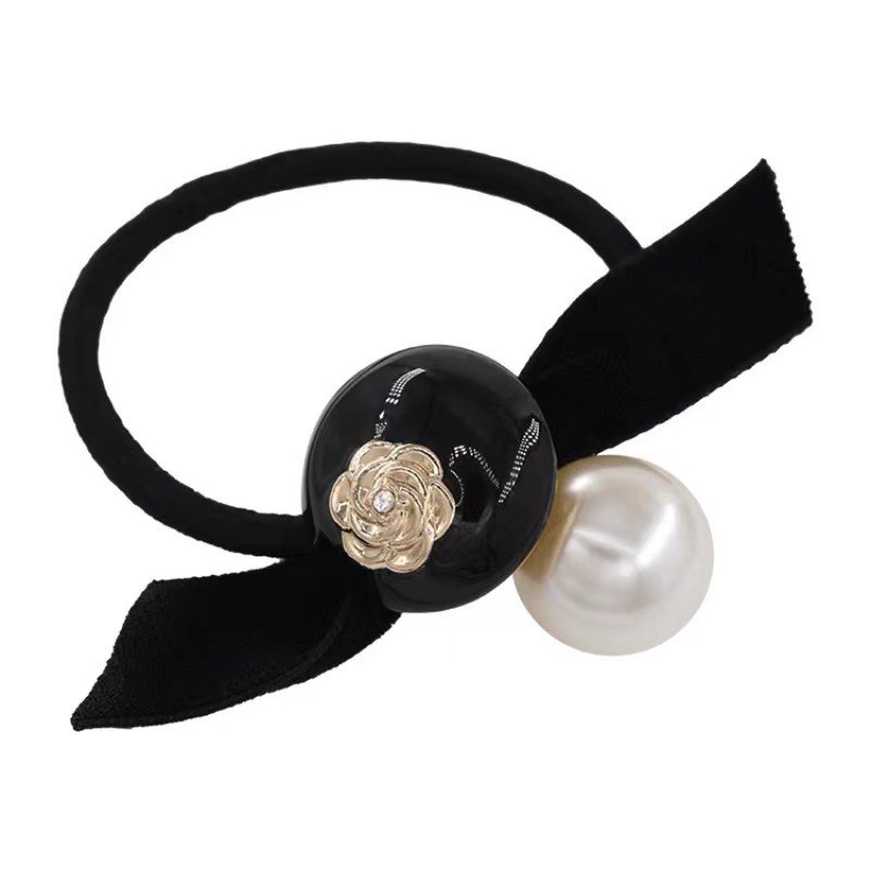 เชือกผูกผมโบว์มุกเลียนแบบ ดอกเคมีเลีย ฝรั่งเศส 2025 แหวนผมทันสมัยสไตล์ใหม่ - รูปที่ 3