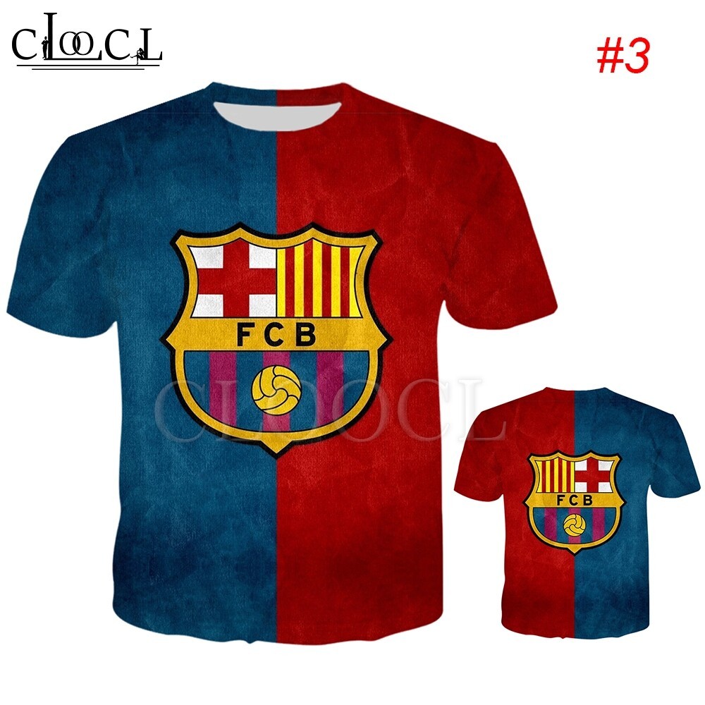 Hx FCB Futbol Club Barcelona Jersey Messi 3D พิมพ์ Uni T เสื้อ Streetwear Tees Tops