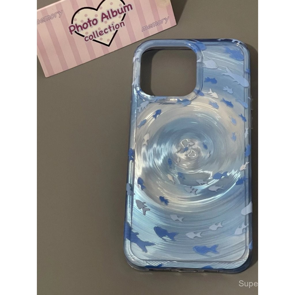 เคสโทรศัพท์สำหรับ iPhone 7 8 Plus x xs xr xsmax 11 12 13 14 15 16 Pro max Plus ลายหมุนเต็มหน้าจอ ปลา