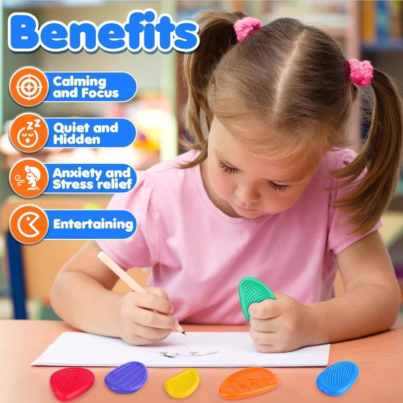Sensory Fidget ของเล่นหินสําหรับเด็ก 6 แพ็ค Textured Soft Worry หินสําหรับออทิสติกวัยรุ่นความวิตกกังวลความเครียดบรรเทาของเล่นชุด ราคา ถูกที่สุด ดีลบีเคเค แกลเลอรีภาพที่ 5