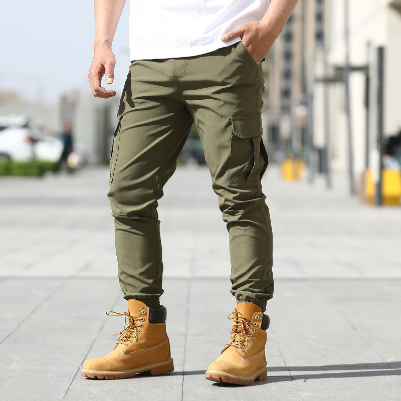 ผู้ชาย Jogger กางเกงหลายกระเป๋า Cargo กางเกงทํางานหลวมสบายๆยาว Sweatpants Slack Straightcut Seluar K