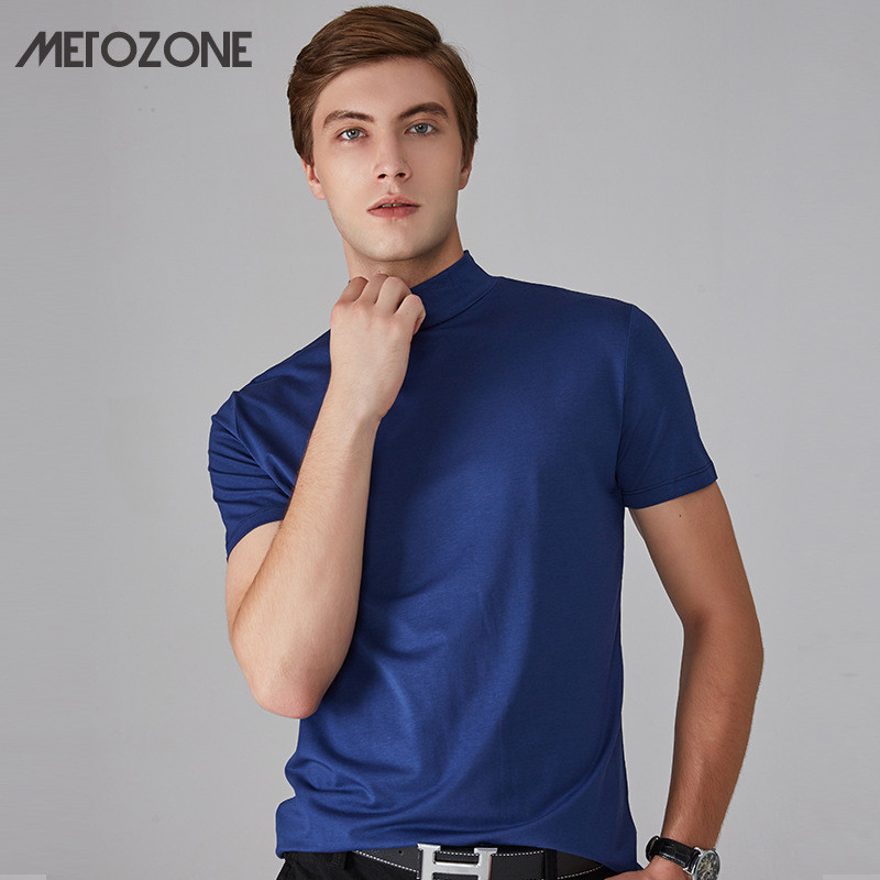 Metozone เสื้อยืดแขนสั้น คอเต่า เข้ารูป กึ่งเต่า สําหรับผู้ชาย