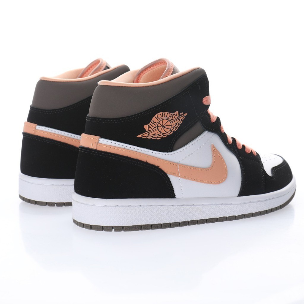 ♞,♘,♙,nike Nike Wmns Air Jordan 1 Mid SE Peach Mocha ผ้าใบลําลอง สําหรับผู้ชาย ผู้หญิง ของแท้ 1 รอง