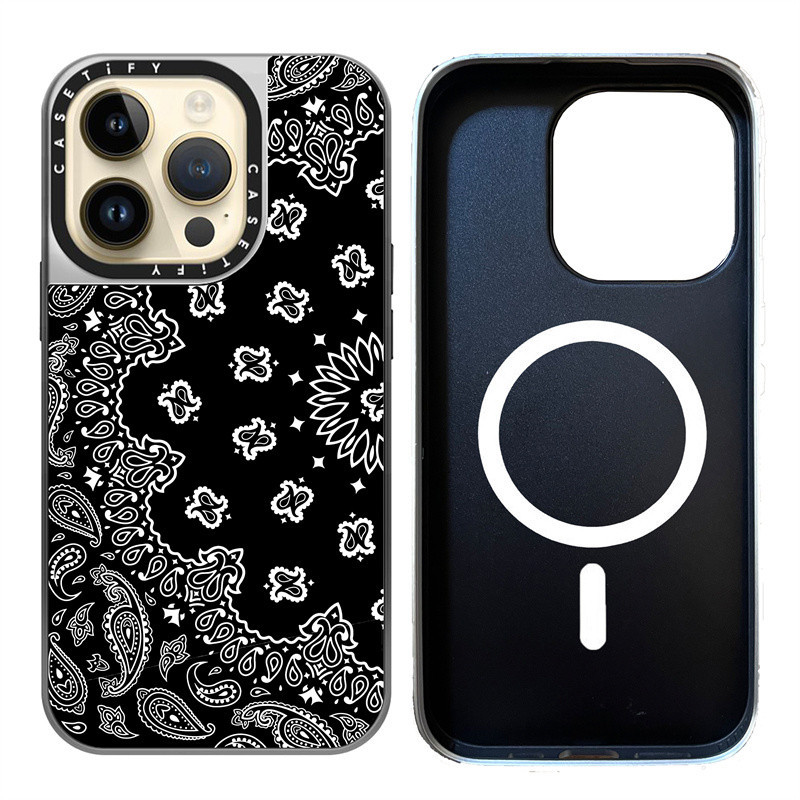 Casetify X Paramecium- เคสโทรศัพท์มือถือแบบแข็ง ผิวด้าน ผิวด้าน แม่เหล็ก สีเงิน ดํา พร้อมกล่อง ลายโลโก้ สําหรับ IPhone 15 14 13 12 Pro Max Plus