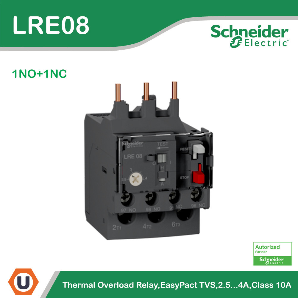 Schneider Thermal โอเวอร์โหลดรีเลย์ EasyPact TVS 2.5...4 A - class 10A รหัส LRE08 สั่งซื้อได้ที่ร้าน