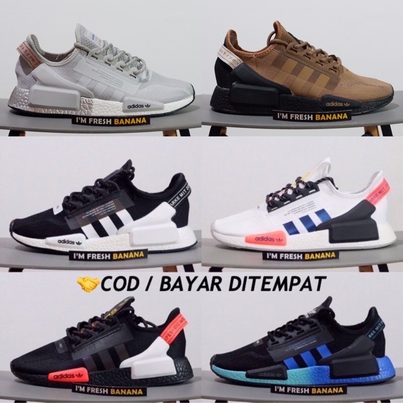 Adidas Hot 2024）Ready PREMIUM The  Shoes ADIDAS NMD R1 V2 All Triple Black White Red Blue Gold