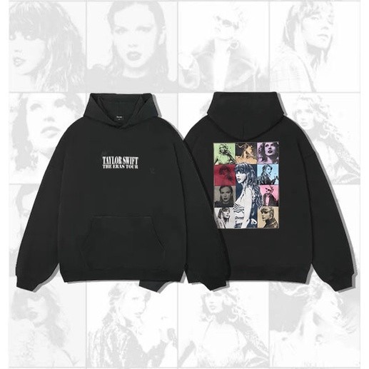 เสื้อกันหนาว มีฮู้ด ทรงหลวม ลาย Taylor Swift The Eras Tour 2024 Concert Merch สีขาว สีดํา แนวสตรีท สําหรับคู่รัก