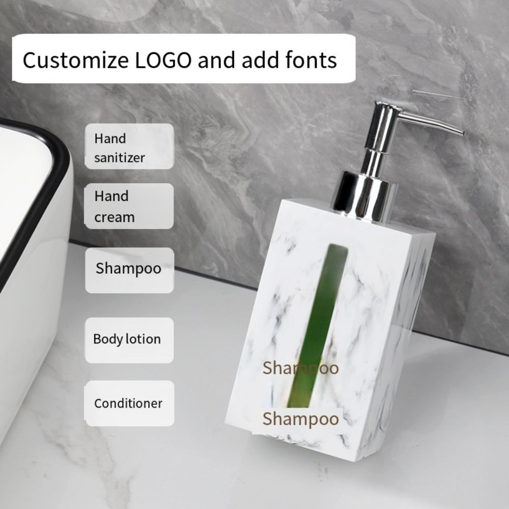 เดลเมอร์วู บรรจุขวดสบู่มือเหลวรีฟิล,เลียนแบบหินอ่อนแสงหรูหราเจลทําความสะอาดมือ ขวด,พร้อมถาดเรซิ่นสไตล์นอร์ดิกโลชั่นขวดอุปกรณ์ห้องน้ํา - รูปที่ 4