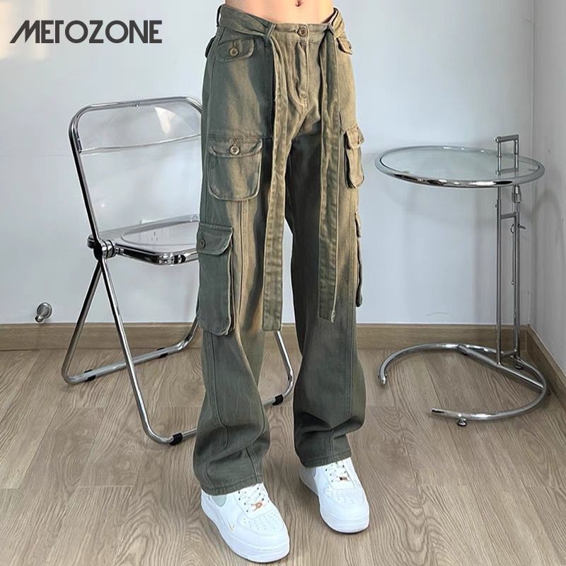 Metozone กางเกงลําลอง ขากว้าง ทรงหลวม สไตล์ฮาร์เบอร์วินเทจ สําหรับผู้ชาย