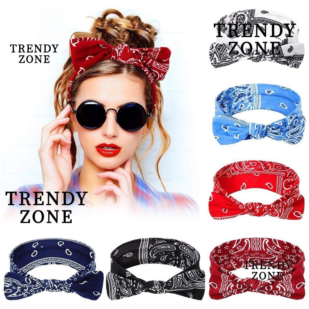 Trendyzone ที่คาดผม ผูกปม ผู้หญิง แฟชั่น เครื่องประดับผม ผ้าพันคอ ที่คาดผม ย้อนยุค