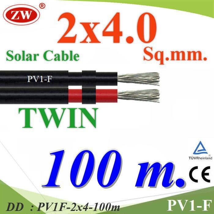 PV1F-2x4-100m 100 เมตร สายไฟ PV1-F 2x4.0 Sq.mm. DC Solar Cable โซลาร์เซลล์ DD