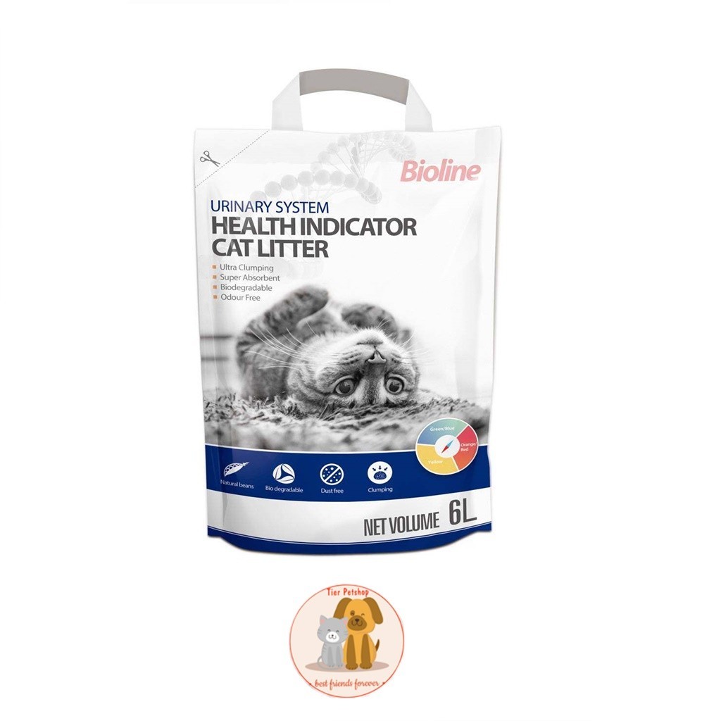 ทรายแมว Bioline ทรายเต้าหู้ ตรวจสุขภาพแมวทางปัสสาวะ  6 ลิตร/2.5Kg.