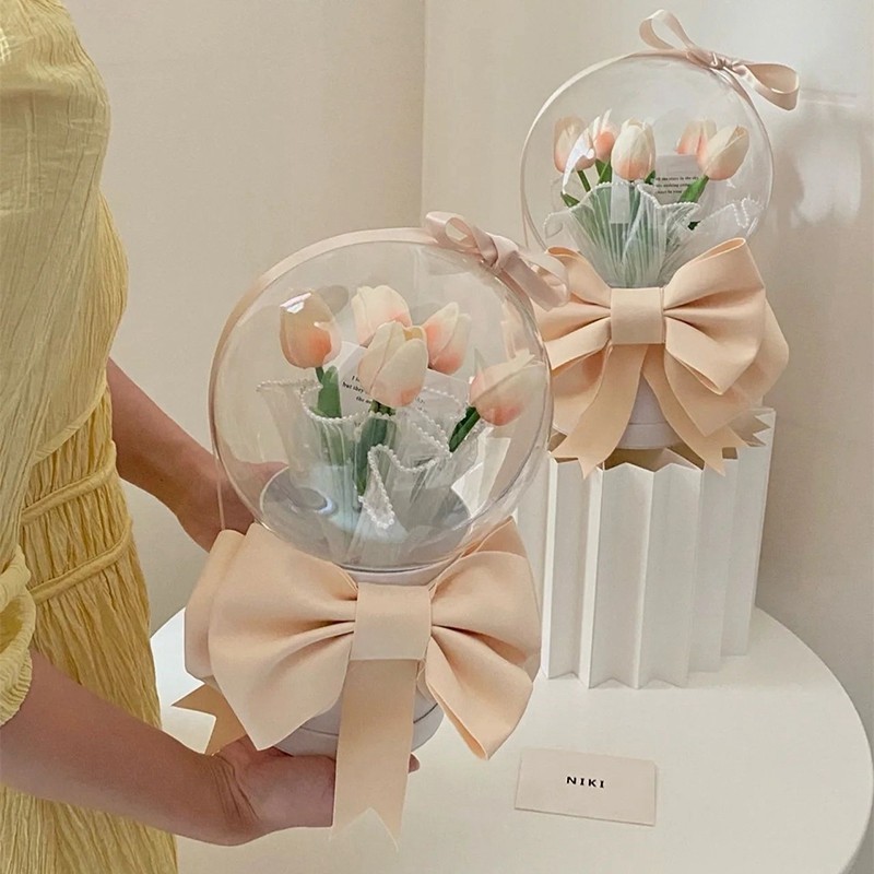 กล่องบรรจุภัณฑ์ ช่อดอกไม้ พลาสติกใส DIY โรแมนติก ของขวัญ ตกแต่ง