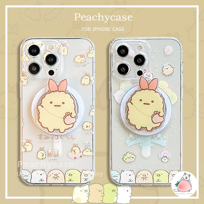Kawaii Sumikko Gurashi สัตว ์ หมีแม ่ เหล ็ กไร ้ สายชาร ์ จผู ้ ถือขาตั ้ งเคสโทรศัพท ์ สําหรับiPhone 15 14 Plus 13 12 11 Pro Max TPUกันกระแทกปกหลังปลอก