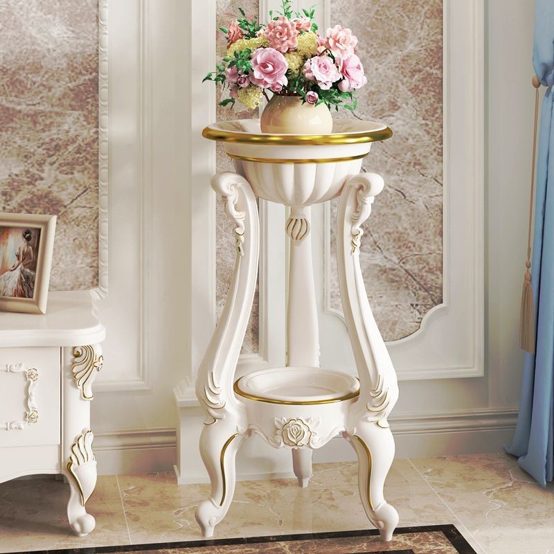 Ciro ขาตั้งกระถางดอกไม้ ไม้เนื้อแข็ง หลายชั้น สีขาว สไตล์ยุโรป เรียบง่าย สําหรับตกแต่งระเบียง ห้องนั่งเล่น