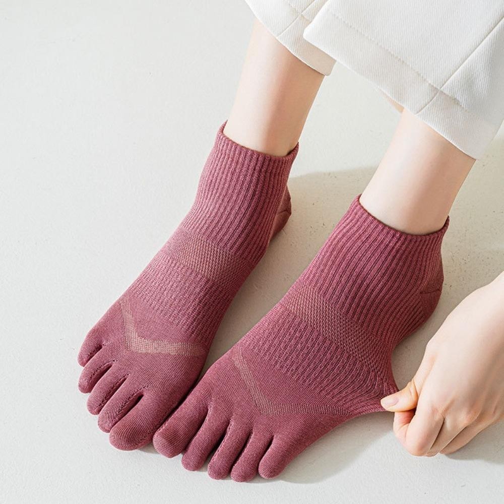 ลาตา ถุงเท้าห้านิ้ว 1 คู่, กันลื่นพร้อมถุงเท้านิ้วเท้าแยกนิ้ว, สีทึบนุ่มผ้าฝ้ายระบายอากาศถุงเท้าผู้หญิงฤดูร้อน - รูปที่ 2