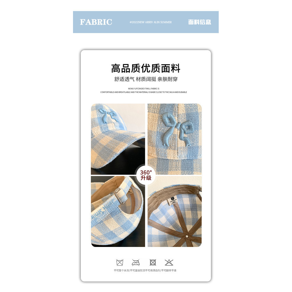 หมวกเบสบอล ผ้ายีน ลายสก๊อต ประดับโบว์ ขนาดเล็ก เข้ากับทุกการแต่งกาย สไตล์เกาหลี สําหรับผู้หญิง