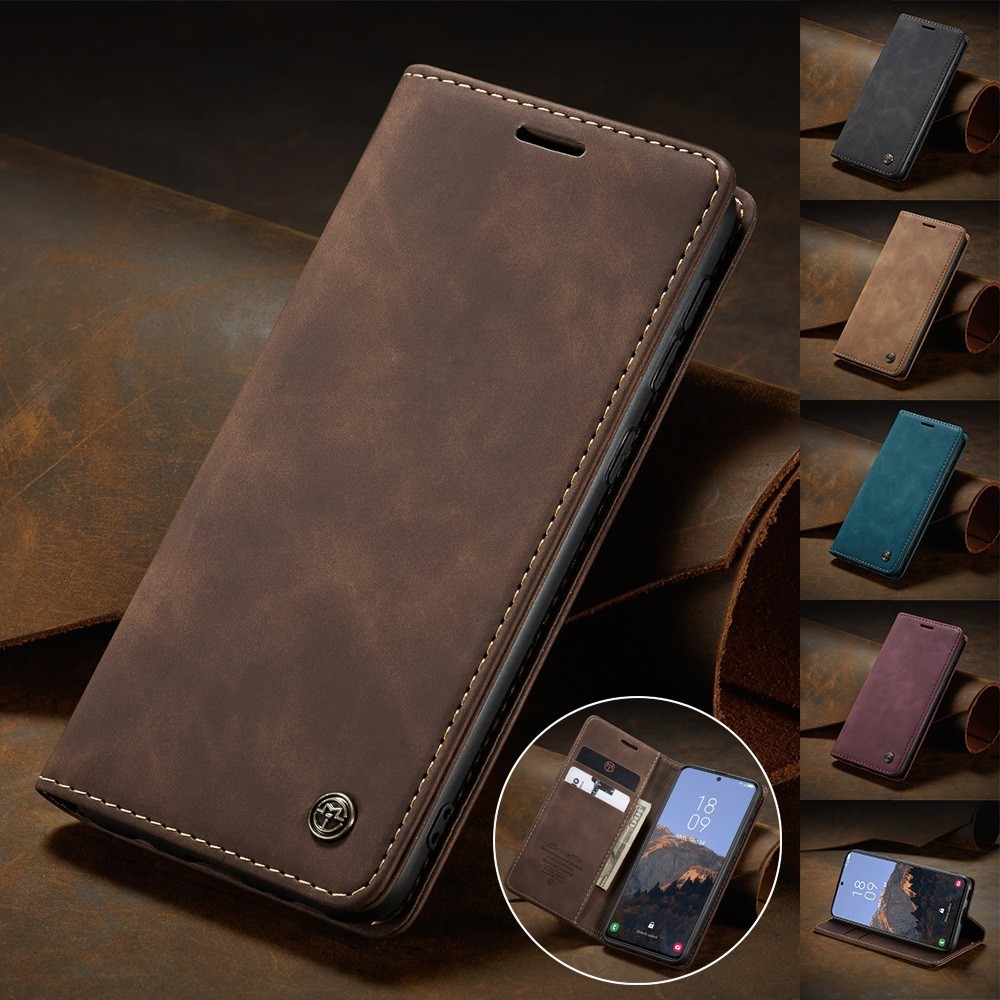เคสหนัง ฝาพับ พร้อมช่องใส่บัตร สําหรับ Samsung Galaxy S20 S21 FE S22 S23 Ultra S10 S9 S8 Plus S7 Edge Galaxy A54 A53 A33 A14 A13