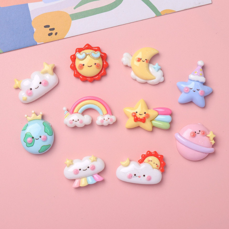 10 ชิ้น Cloud Sun Star Moon Weather เรซิ่น Charms สําหรับ DIY (8319)888