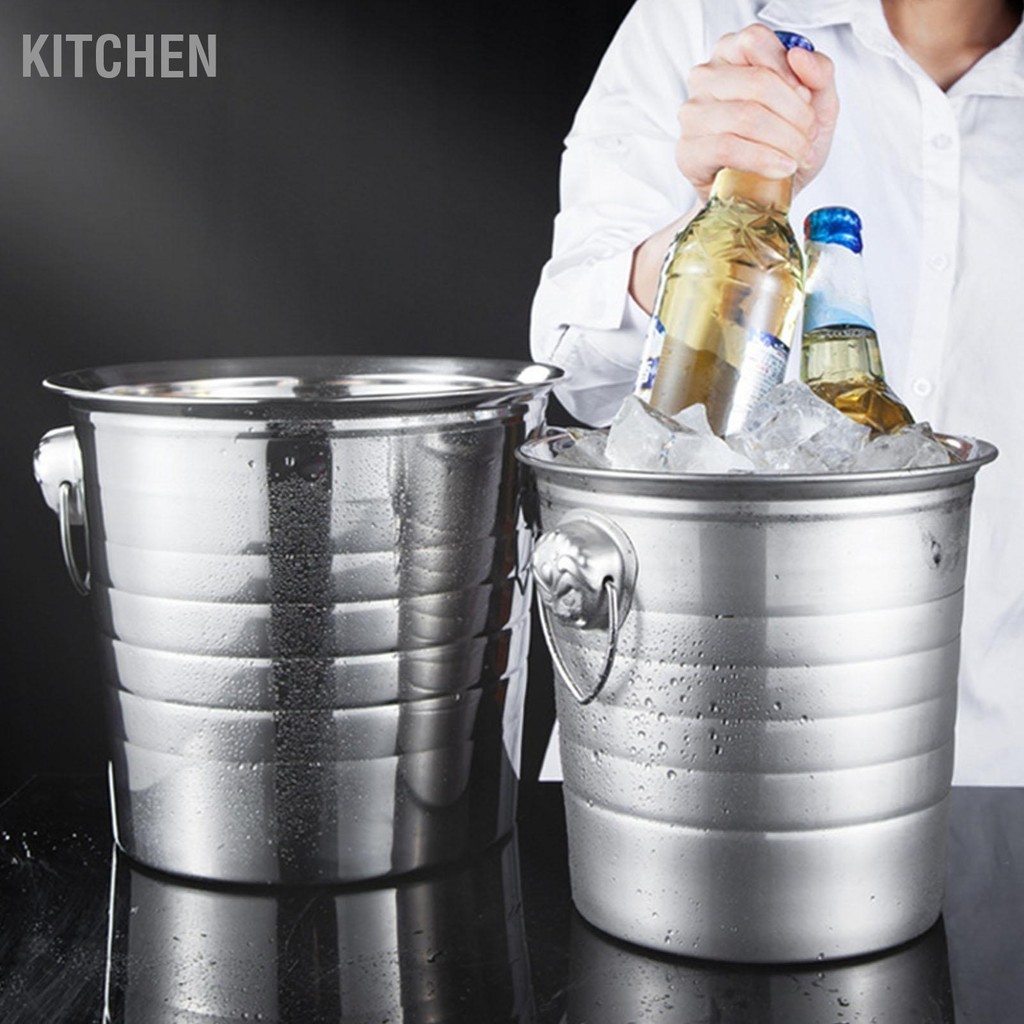Kitchen ถังเบียร์สแตนเลสความจุขนาดใหญ่ถังน้ำแข็งไวน์แดงพร้อมที่จับสำหรับบาร์บีคิวหลังบ้าน