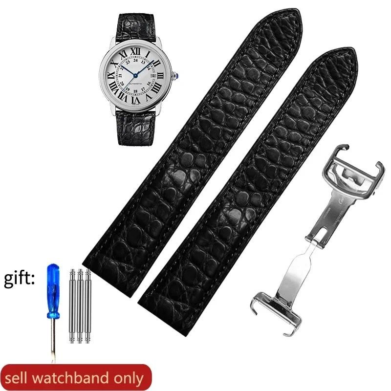 สายนาฬิกาข้อมือหนังจระเข้ สําหรับ Cartier Tank Solo London Series Polar W5200004 W.6701011 สายนาฬิกาข้อมือ แบบนิ่ม ขนาด 16 มม. 17 มม. 18 มม. 20 มม. 22 มม. 23 มม. สําหรับผู้ชาย และผู้หญิง