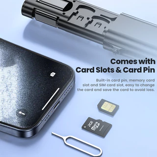 Toocki เคสชาร์จ 5-in-1 สายเคเบิล USB C ถึง USB C ความเร็วสูง 60 วัตต์ และพินสำหรับเสียบการ์ดข้อมูล Micro Type C 1OS