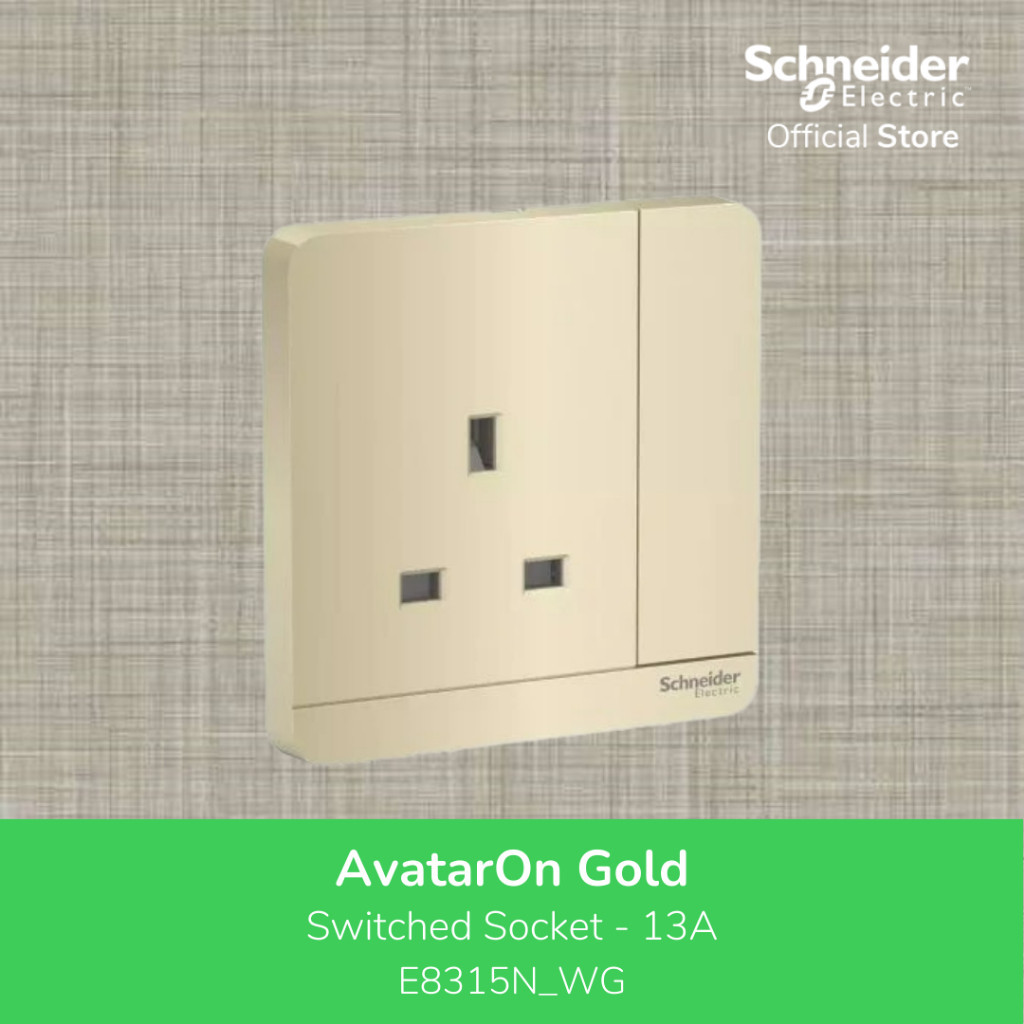 Schenider เต้ารับสลับไฟฟ้า AvatarOn 3P 13A 250V LED Wine Gold - E8315N_WG