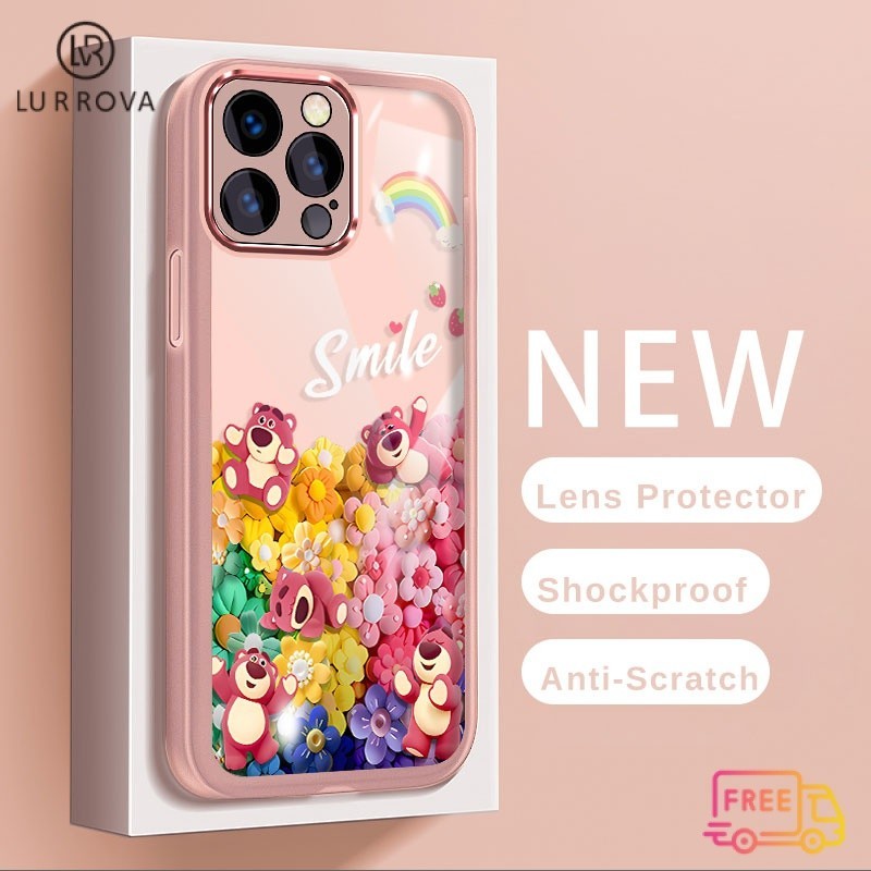เคสโทรศัพท์ OPPO Reno12 F 5G Reno 12 Pro 5G Reno11 F Reno 11 5G Reno 11 Pro 5G Reno 10 Reno 8T Reno 8Z 5G Reno 7Z 5G Reno 8 น่ารักการ์ตูนสตรอเบอร์รี่หมีกันกระแทกTPUโทรศัพท์Ca
