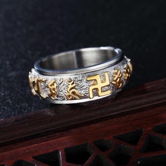 แหวน แหวนสแตนเลส แหวนสแตนเลส 18k แหวนหทัยสูตรบทโอม มนี ปัทเม ฮง (ดวงมณีแห่งดอกบัว) #แหวนบูชาพระโพธิสัตว์ # R459