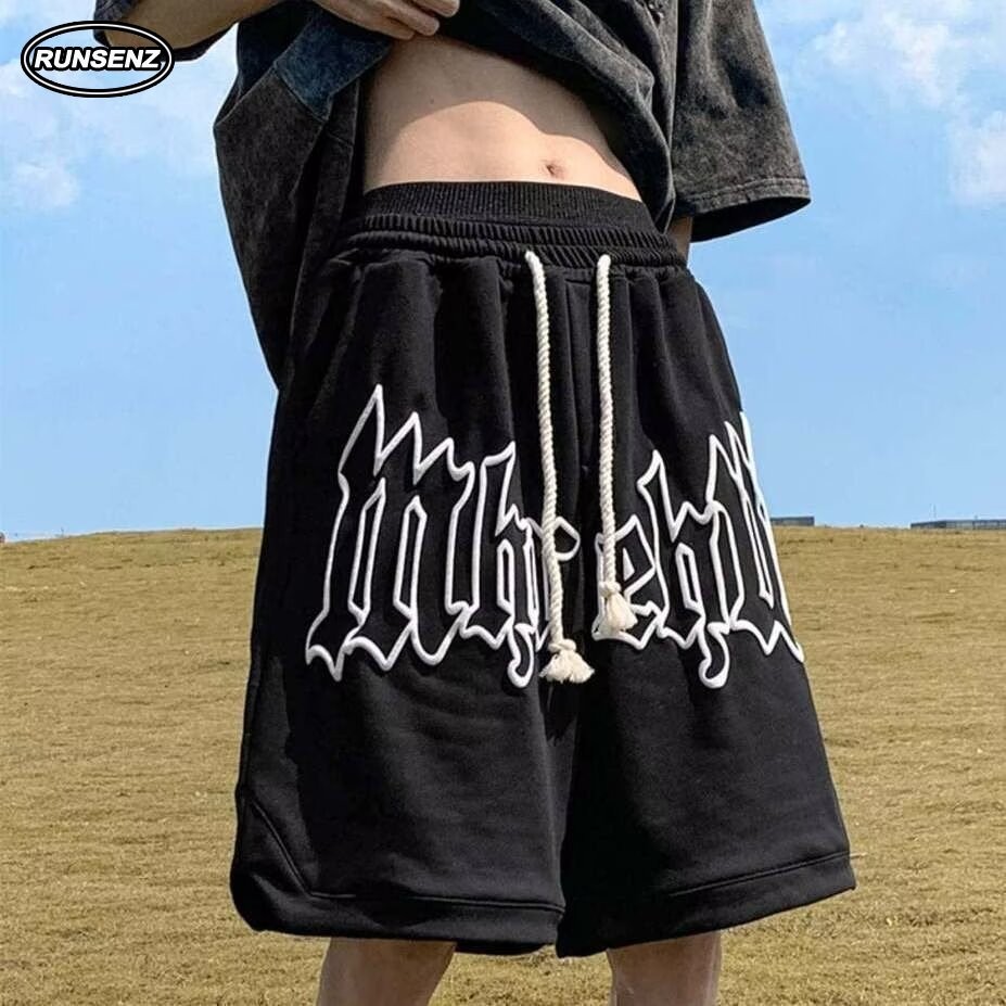 กางเกงขาสั้นลําลอง ขากว้าง ทรงหลวม สไตล์ฮิปฮอป แฟชั่นอเมริกัน สําหรับผู้ชาย