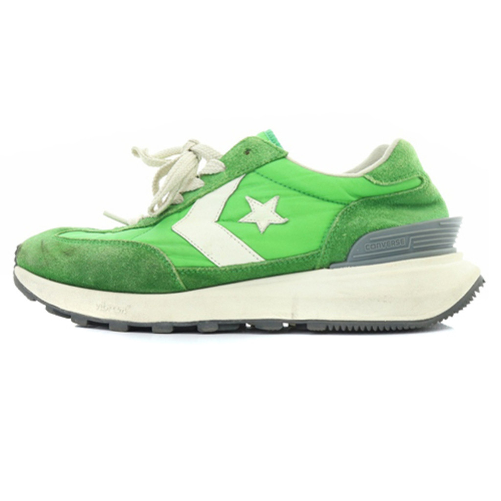Converse รองเท้าผ้าใบ หนังนิ่ม สีเขียวแอปเปิ้ล 23.5 ซม. ส่งตรงจากญี่ปุ่น มือสอง
