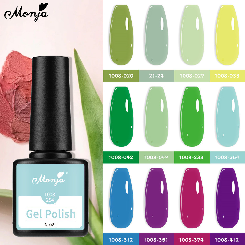 Monja น้ํายาทาเล็บเจล UV LED 8 มล. 24 สี สําหรับตกแต่งเล็บ DIY